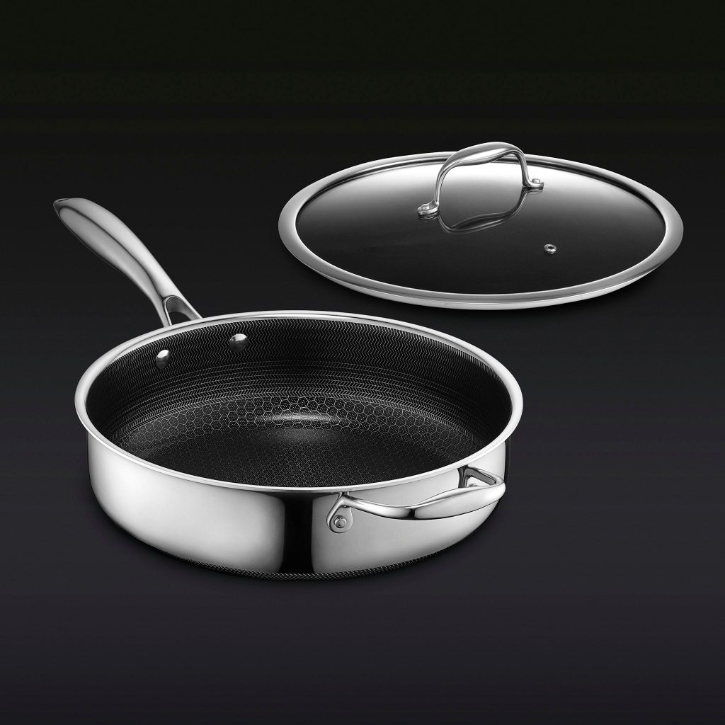 Hybrid Deep Sauté Pan with Lid. 3.3-Qt